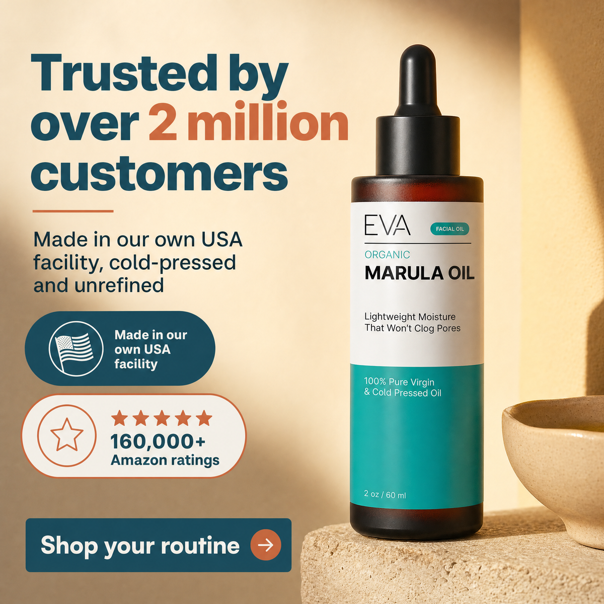 Organic Marula Oil for Face and Hair - 2 oz