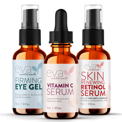 Facelift in a Bottle Serum Bundle: Retinol Serum, Vitamin C Serum & Eye Gel - 3 Serum Set