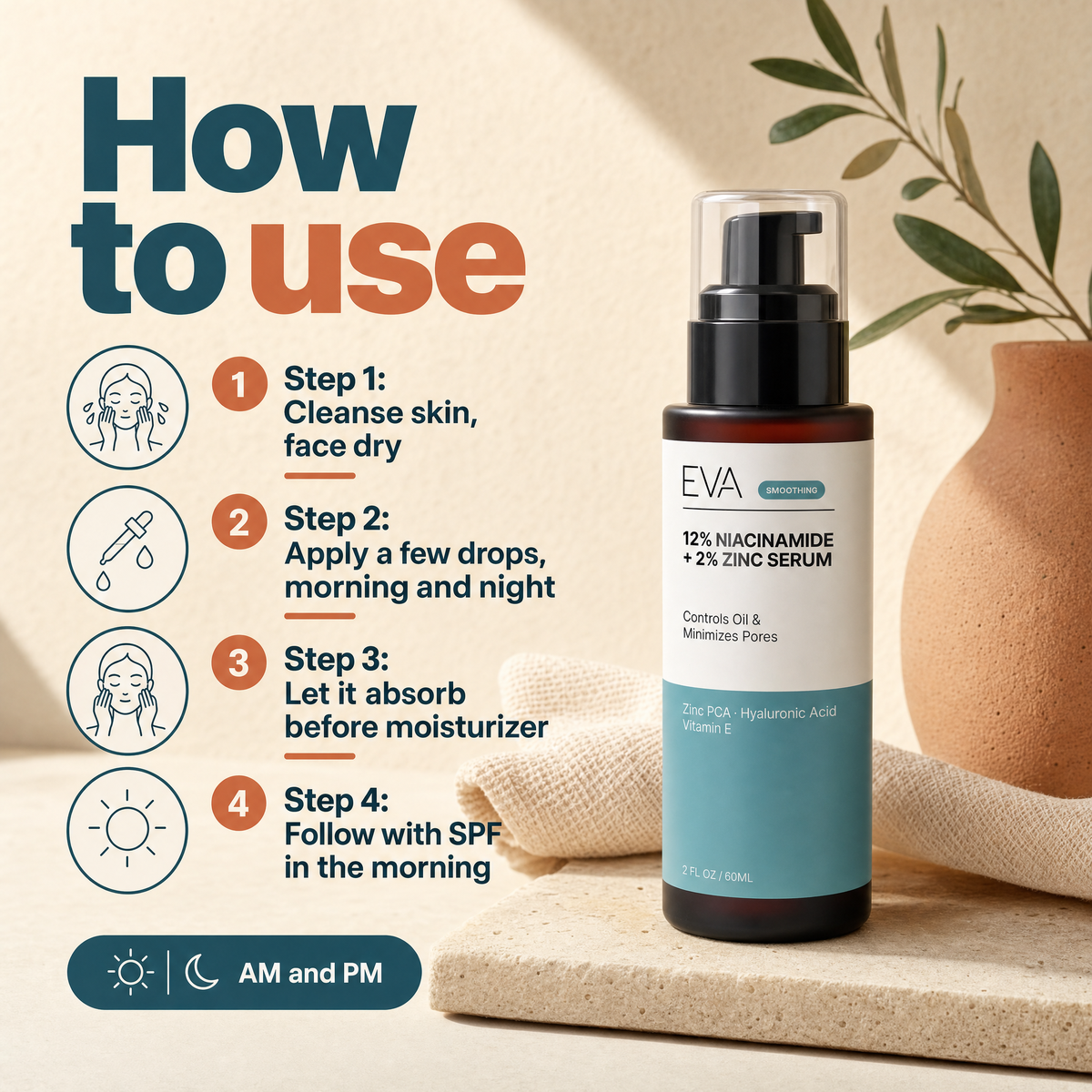 Niacinamide 12% + Zinc 2% Serum - 2oz