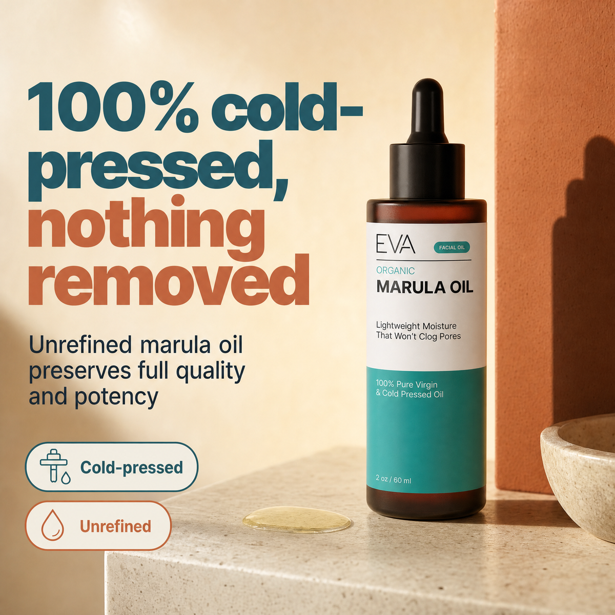 Organic Marula Oil for Face and Hair - 2 oz