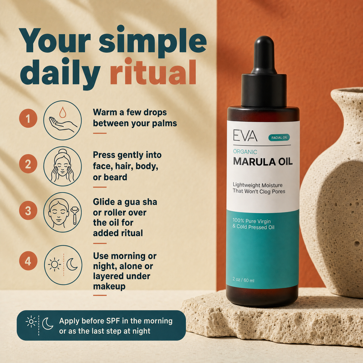 Organic Marula Oil for Face and Hair - 2 oz