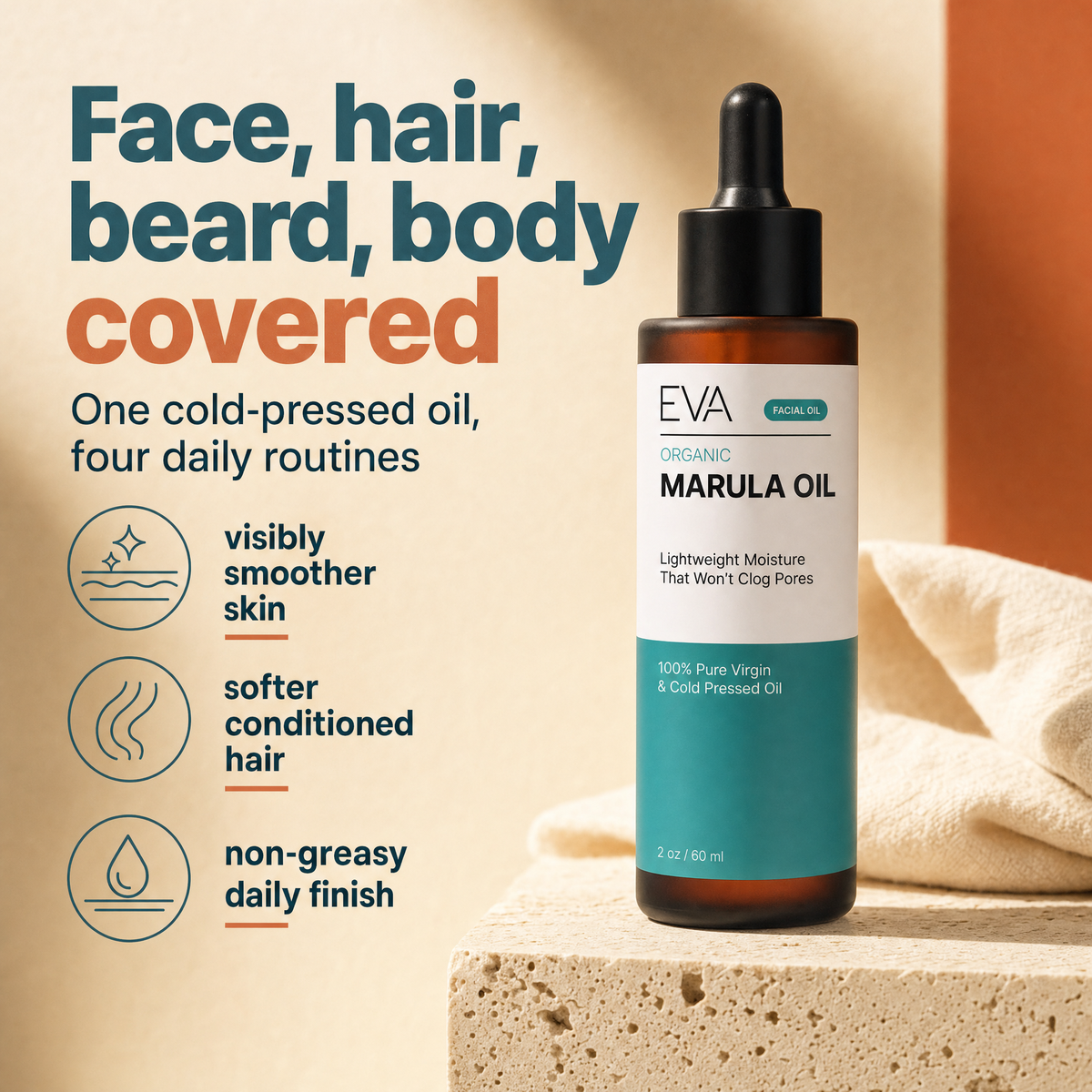 Organic Marula Oil for Face and Hair - 2 oz
