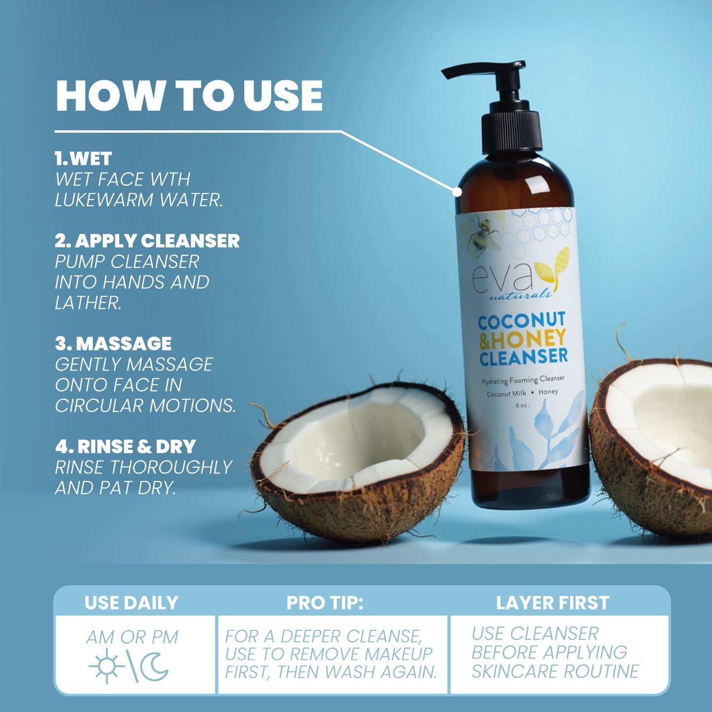 Coconut & Honey Hydrating Foaming Cleanser - 6oz