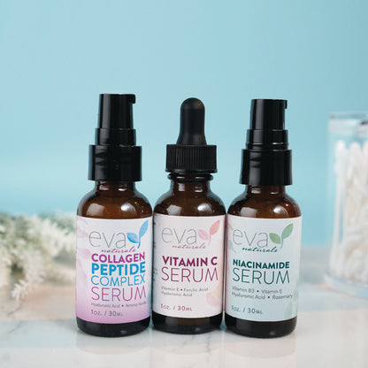 Firm & Glow Skincare Bundle - Peptide Complex, Niacinamide & Vitamin C Serum - 3 Serum Set