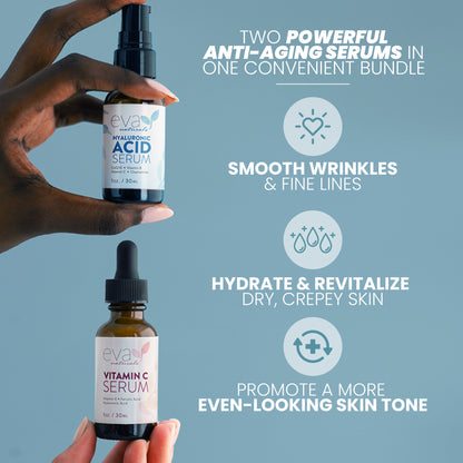 Hydrate and Brighten Bundle - Hyaluronic Acid Serum & Vitamin C Serum - 1 oz