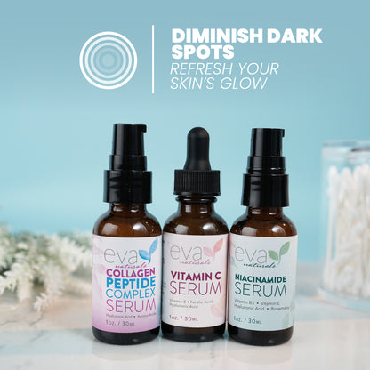 Firm & Glow Skincare Bundle - Peptide Complex, Niacinamide & Vitamin C Serum - 3 Serum Set