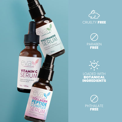Firm & Glow Skincare Bundle - Peptide Complex, Niacinamide & Vitamin C Serum - 3 Serum Set