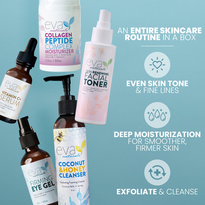Rejuvenating Skincare Bundle - 5 Products in 1 Set: Cleanser, Toner, Serum, Eye Gel & Moisturizer