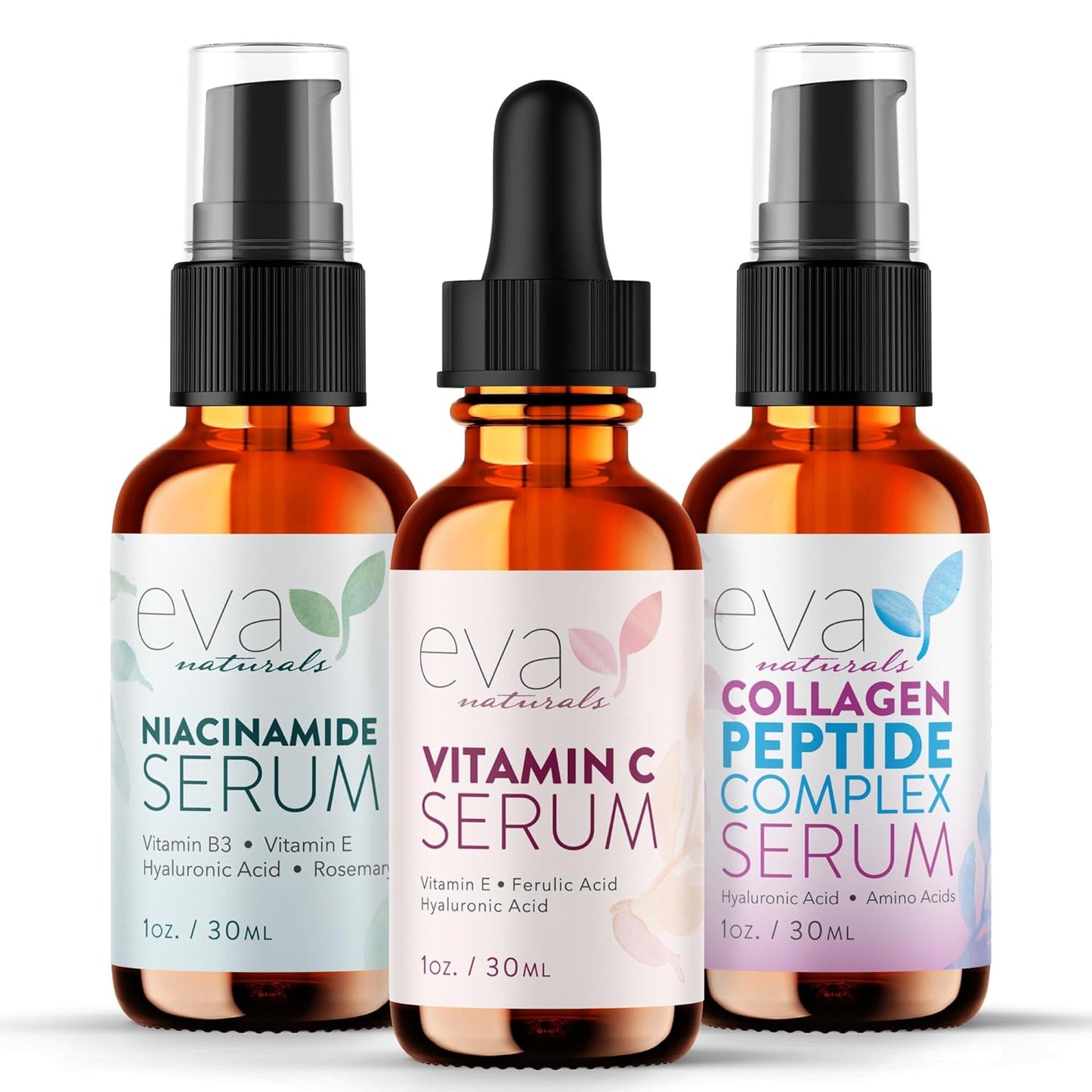 Firm & Glow Skincare Bundle - Peptide Complex, Niacinamide & Vitamin C Serum - 3 Serum Set