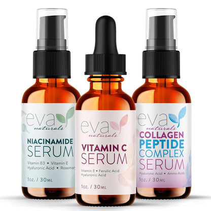 Firm & Glow Skincare Bundle - Peptide Complex, Niacinamide & Vitamin C Serum - 3 Serum Set