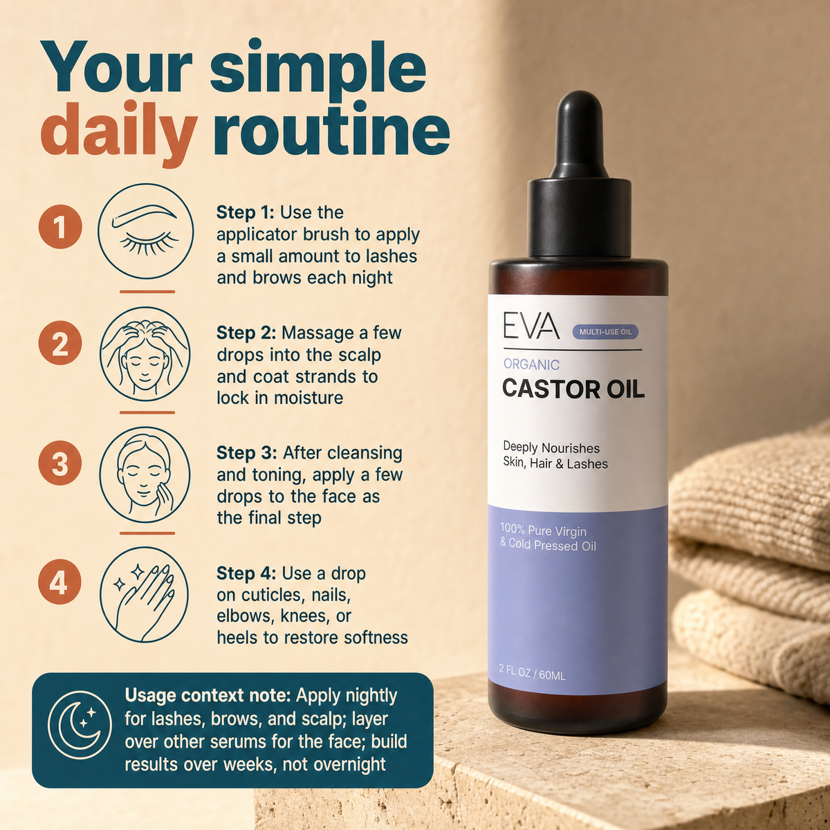 Organic Castor Oil For Skin, Hair & Nails - 2 oz