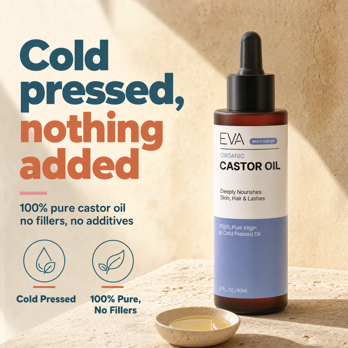 Organic Castor Oil For Skin, Hair & Nails - 2 oz