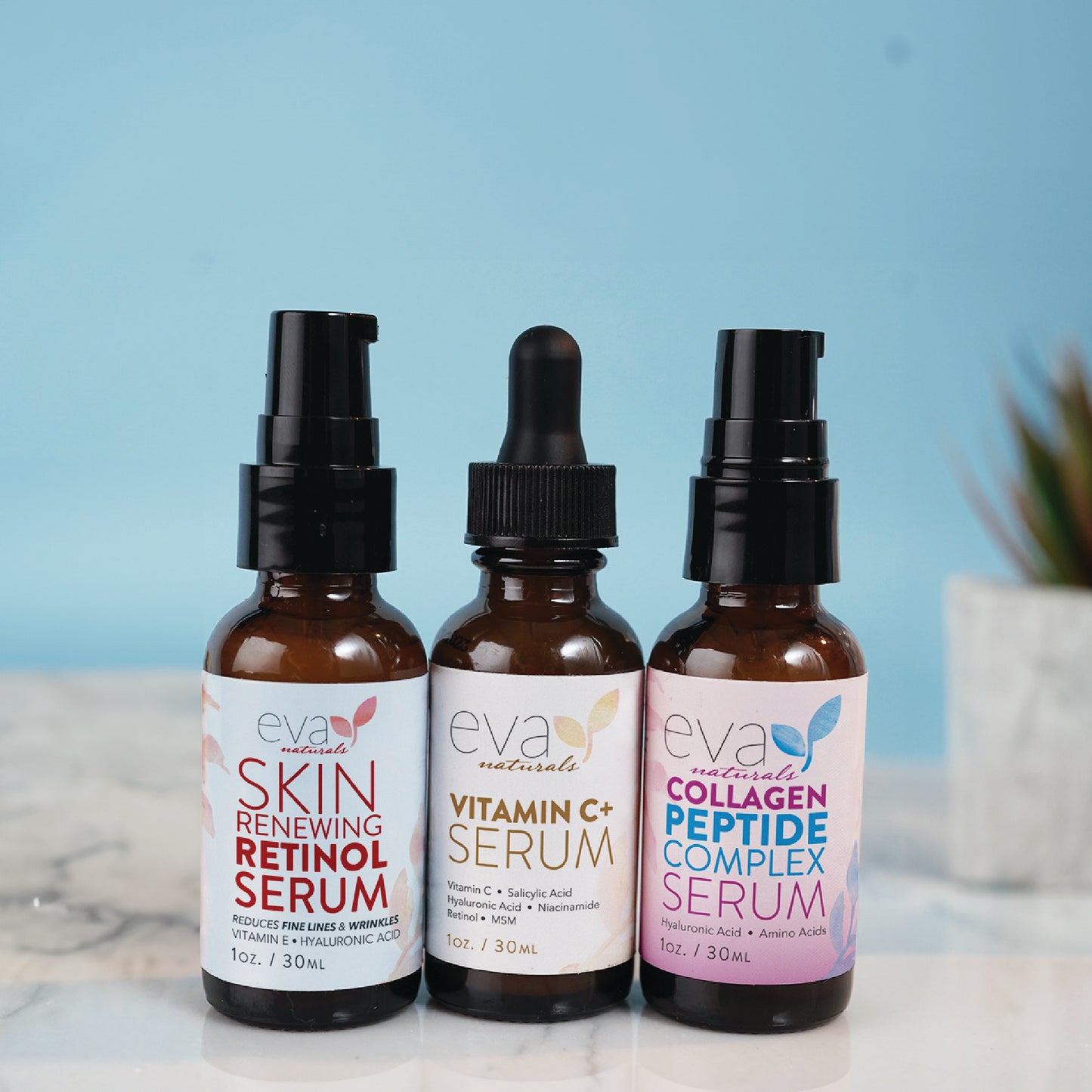 Trifecta Best Seller Bundle - Vitamin C+ Serum, Peptide Serum, and Retinol Serum